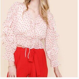 ⭐️Vennie Mini Heart Ruffled Love Hipster Chic Glam Girly Romantic Flutter Blouse